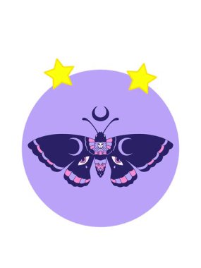 dönen yıldızlar dövme stili bir güve görüntüsü oluşturur