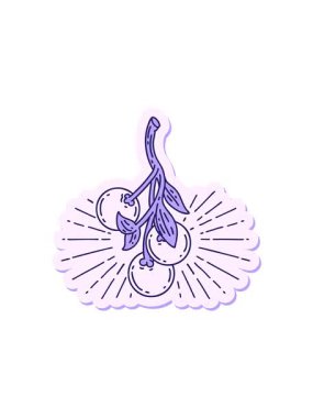 Dikkat çekici bir dövme stili ökseotu çileği çıkartması.