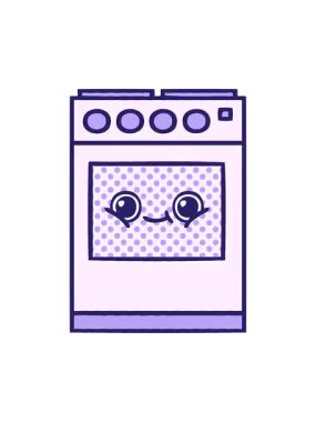 Bir mutfak fırınının karikatür efektinin canlandırmasını görüntüle