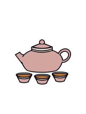 Yanıp sönen radyal çizgiler Japon çaydanlığının fincanlı animasyonu