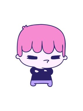 Bir kawaii yakışıklı çapraz çocuğun çizgi film canlandırmasının dönen hareketli animasyonu