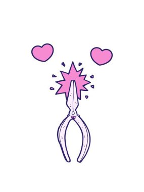 Karikatür pense animasyonu dönen kalpler