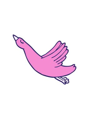 Çizgi filmdeki uçan ördeğin hareketli animasyonu