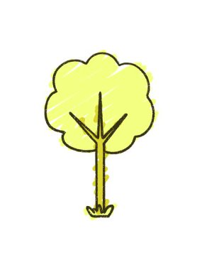 Karikatür Ağaç Tebeşiri illüstrasyonunun renk animasyonu değişiyor