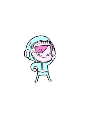 Serbest ve serbest çalışan astronot kadının yatay titreşimli animasyonu