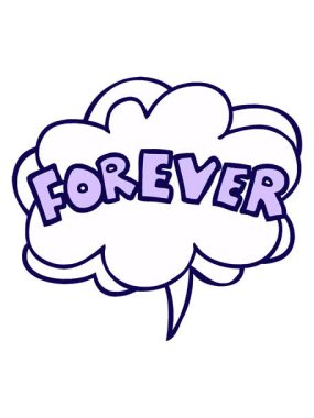 Çizgi film sözcüğünün neon ışık efekti çizgi roman tarzında sonsuza dek konuşma baloncuğu ile canlandırması