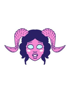 Retro Dövme Biçimli tiefling karakter yüz animasyonunu salla ve duraklat