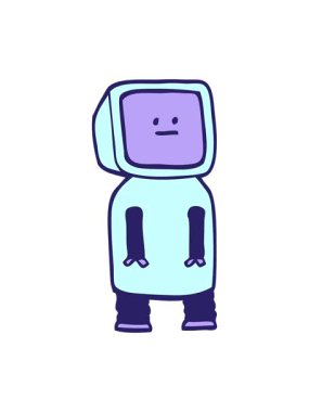 El çizimi karalama tarzı komik robotun animasyonunu salla ve duraklat