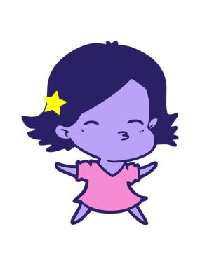 Parlayan yıldızlar neonlu çizgi film karakteri kadının animasyonunu etkiler.