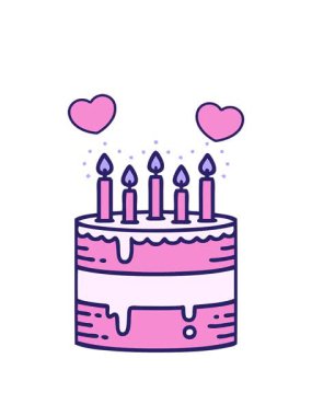 Bir doğum günü pastasının çizgi filminin dönen kalp animasyonu