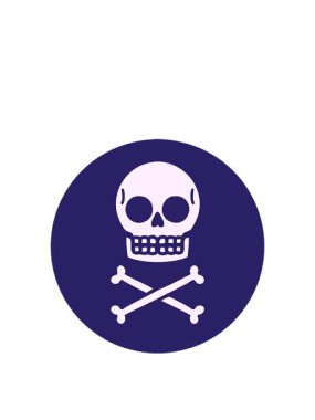 Bir kafatasının ikonik dövme tasarımının yükseliş ve yüzme animasyonu