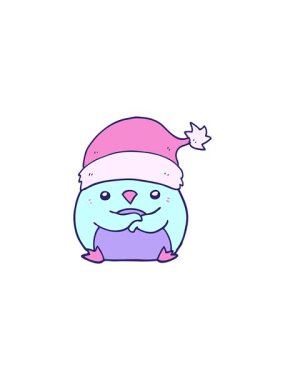 Noel şapkası takan sevimli penguen çizgi filminin satış animasyonu.