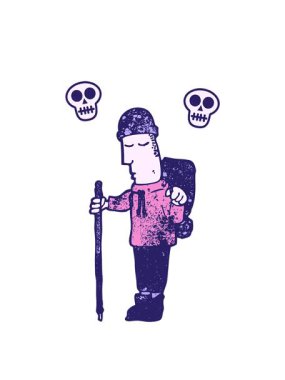 Kamp yapan adamın kafatası animasyonu.