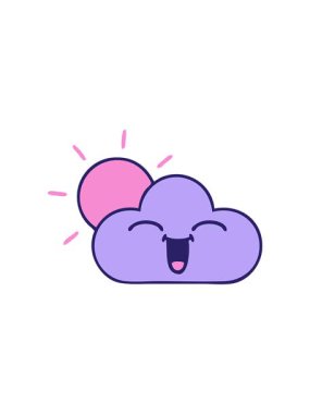 Bir fırtına bulutu ve güneşin tatlı çizgi filminin canlandırması.