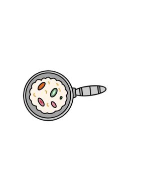 Brezilya geleneksel galinhada yemeğinin limonlu karikatürünün yatay titreşimli animasyonu