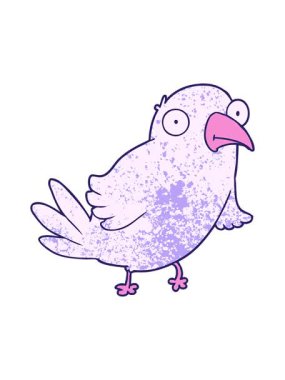 Neon renkli bir kuşun karikatürünün hareketli animasyonu