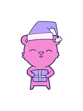 Hediyeli mutlu çizgi film ayısının titreyen hareketi.