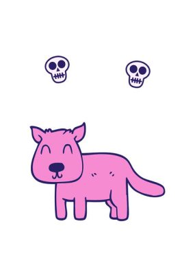 Çizgi film animasyonunun dönen kafatasları Sakin köpek