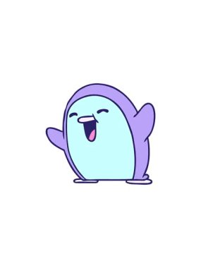 Şirin penguen Kawaii çizgi filminin gösterişli satış animasyonu