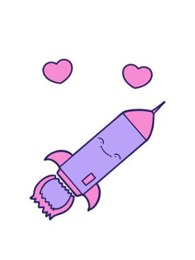 dönen kalpler çizgi film roketinin animasyonu