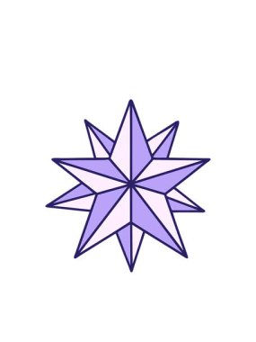 Bir yıldız çiziminin neon ikonik dövme görüntüsünün yanıp sönen radyal çizgileri