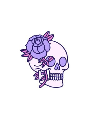 Kafatası ve gülün radyoaktif parlayan animasyonu