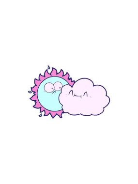 Sevimli karikatür bulutu ve güneşin göz alıcı satış animasyonu