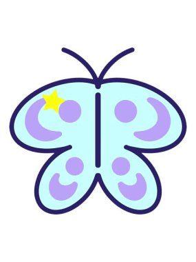 Parıldayan yıldızlar basit ama sevimli kelebek çiziminin animasyonunu etkiler.