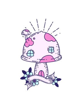 dövmeli toadstool evi ile parşömen afişini bob ve duraklat