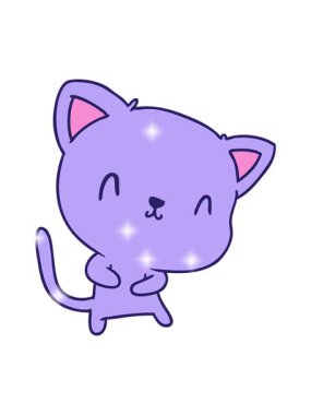 Şirin kawaii kedisinin çizim tasarımının ışıltı etkisi
