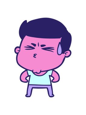 Karikatür adamın terlemesinin hareketli animasyonu