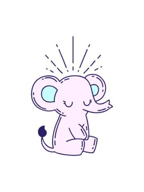 Dövme stilinde hareketli animasyon şirin fil çizgi filmi