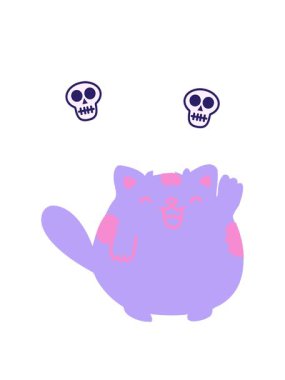 Kafataslarını döndüren sevimli kedi sallayan çizgi film animasyonu