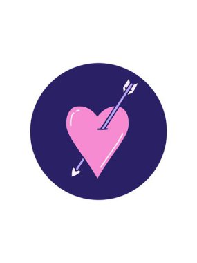 Bir ok ve kalbin ikonik dövme tarzının radyoaktif parlayan animasyonu