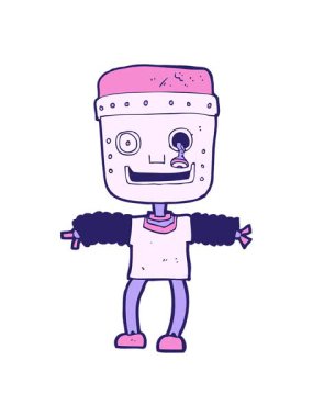 çizgi film cyborg illüstrasyonunun animasyonunu bob ve duraklat