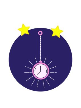 dönen yıldızlar dövme stili altın cep saatinin animasyonu