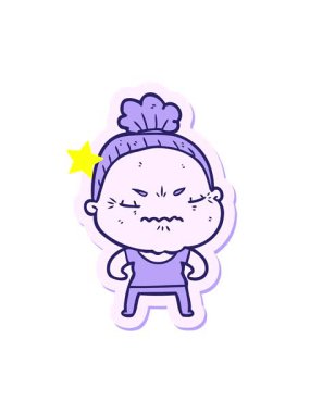 Kıvılcım saçan yıldızlar yaşlı bir bayanın çizgi film çıkartmasını canlandırıyor.