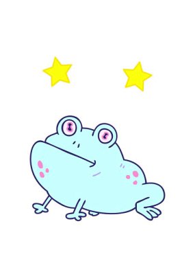 dönen yıldız animasyonu el çizimi ilginç kurbağa
