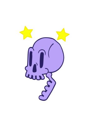 dönen yıldızlar çizgi film animasyonu karalama yeşil kafatası