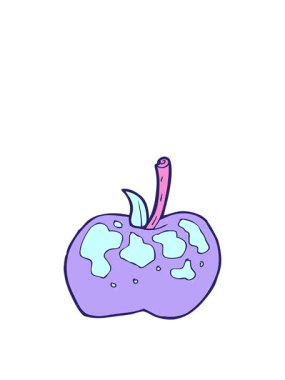 Bir çizgi film elmasının serbest çiziminin zıplama hareketi animasyonu