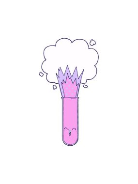 Test tüpündeki çizgi film kimyasallarının neon ışık efekti animasyonu