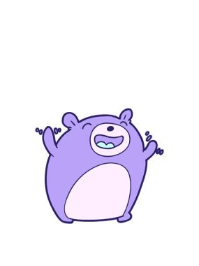 jumping motion animation of cartoon bear laughing