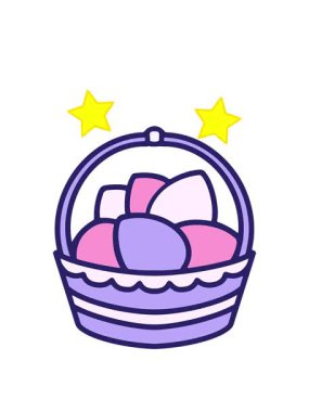 dönen yıldızlar renkli paskalya sepetinin animasyonu