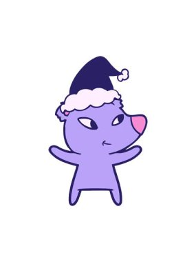 Noel Baba şapkası takan bir ayının el çizimi çiziminin dönen hareketi.