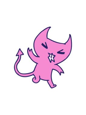 Bir kawaii sevimli iblis çizgi film illüstrasyonunun dönen hareket animasyonu