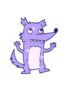 Elle çizilmiş karalama tarzı kurt çizgi filminin ışıltı etkisi.