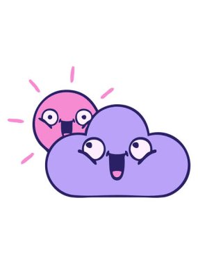 tatlı karikatür fırtına bulutu ve güneş animasyonunu durdurup duraklat