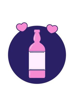 dönen kalp animasyonu ikonik dövme tarzı bir şişe görüntüsü