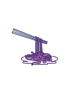 Japon yemek çubuklarının biraz erişte dizaynı içeren yıldız patlaması animasyonu