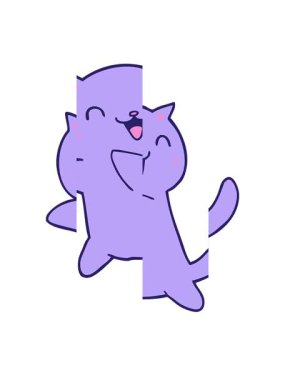 Retro çizgi film kedisinin bölünmüş hareket animasyonu